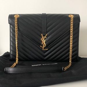 Saint Laurent envelope large bag in quilted grain